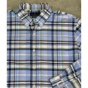 Polo Ralph Lauren Classic Fit Performance Button Down Blue Green Graph Check 2XL